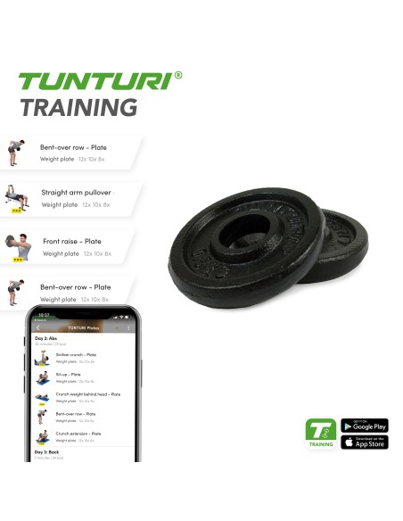 Svorio diskai TUNTURI Plates juodi, 30 mm, 0,5 kg (pora)