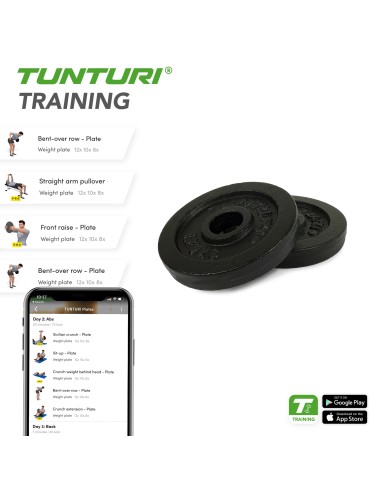 Svorio diskai TUNTURI Plates juodi, 30 mm, 1,25 kg (pora)
