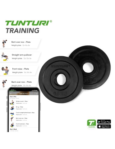 Svorio diskai TUNTURI guminiai diskai, 30 mm, 0,5 kg (pora)