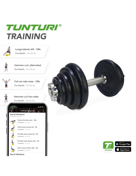 Hantelių TUNTURI Hantelių rinkinys 20kg, varžtas