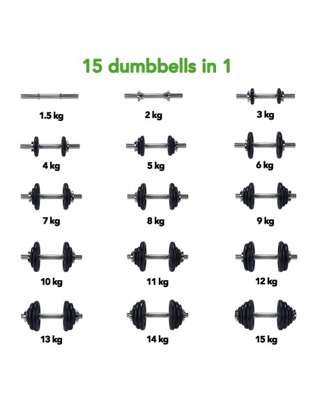 Hantelių TUNTURI Hantelių rinkinys 15kg, varžtas