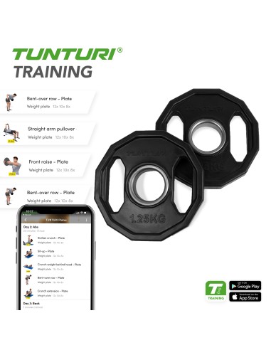 Raskuskettad TUNTURI olimpinės guminės plokštės, 50 mm, 1,25 kg
