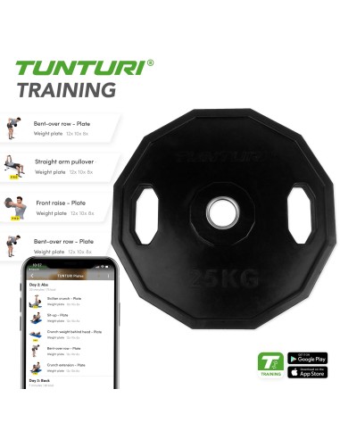 Svorio plokštė TUNTURI Olympic Rubber Plate, 50 mm, 25 kg