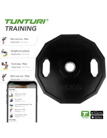Svorio plokštė TUNTURI Olympic Rubber Plate, 50 mm, 25 kg