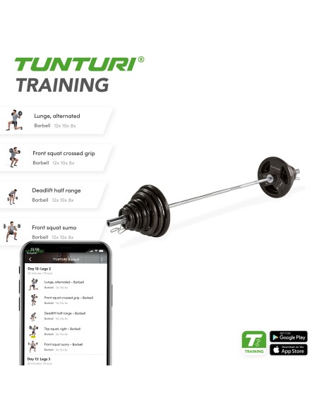 TÜNTURI 140 kg trijų rankenų štangos rinkinys