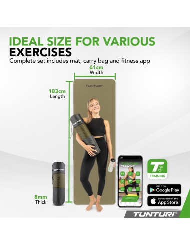 Yogamatt Tunturi Yogamat 8mm, Armija žalia