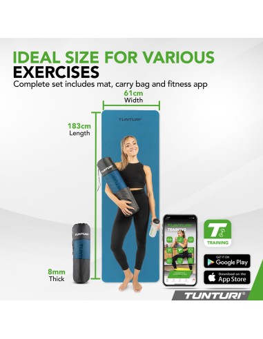 Yogamat Tunturi Yogamat 8mm, benzininis mėlynas