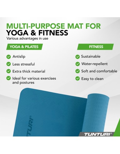 Yogamat Tunturi Yogamat 8mm, benzininis mėlynas