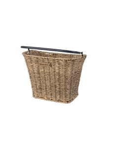 Dviračio priekinis krepšys Basil Bremen Rattan Look KF, jūros žolės spalvos, šviesiai rudas