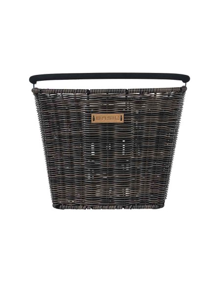 Priekinis dviračio krepšys Basil Bremen Rattan Look KF, nuimamas