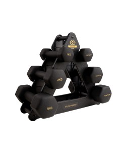 Hantelių rinkinys su stovu Tunturi Centuri Neopreen Dumbellset 3Prs+Stand