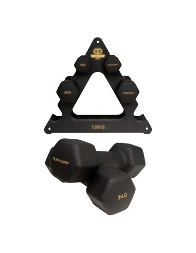 Hantelių rinkinys su stovu Tunturi Centuri Neopreen Dumbellset 3Prs+Stand