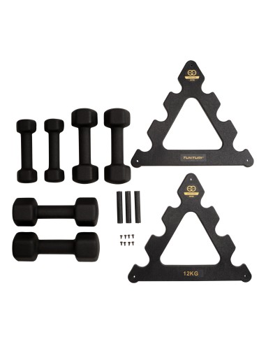 Hantelių rinkinys su stovu Tunturi Centuri Neopreen Dumbellset 3Prs+Stand