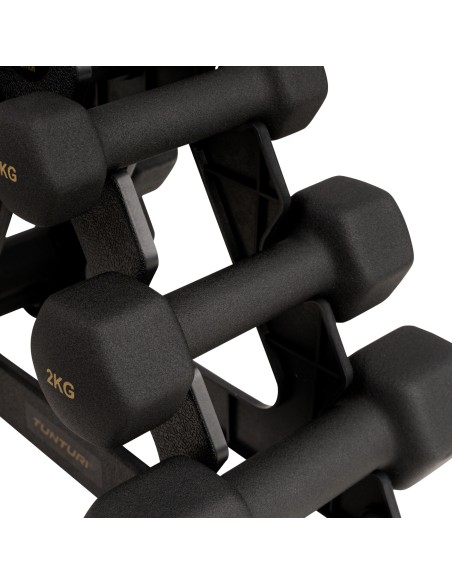 Hantelių rinkinys su stovu Tunturi Centuri Neopreen Dumbellset 3Prs+Stand