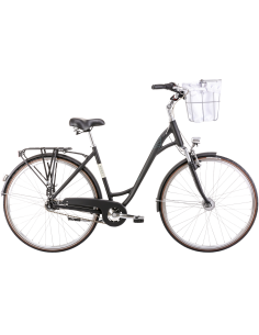 Dviratis ROMET Art Deco Lux, su priekiniu krepšiu, juodas (L)
