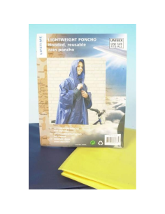 Visą gyvenimą trunkantis kelioninis lietpaltis su gobtuvu, mėlynas