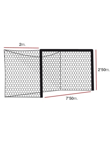 Standartinis futbolo vartų tinklas 7.5x2.5x2x2m 3mm