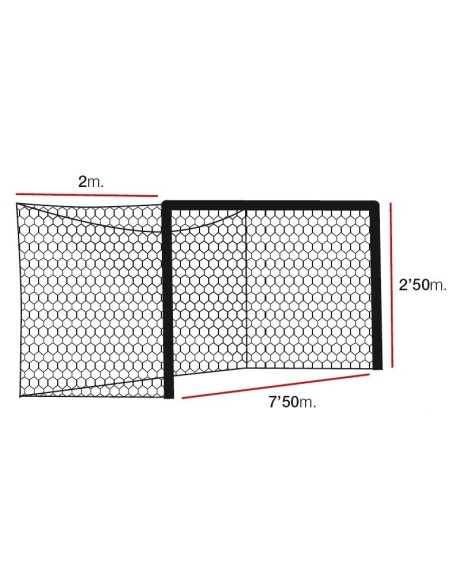 Standartinis futbolo vartų tinklas 7.5x2.5x2x2m 3mm