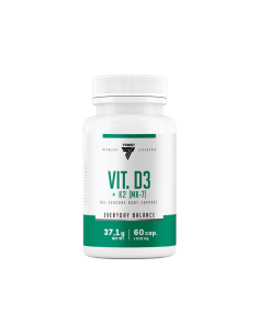 Vitaminų kapsulės TREC VIT. D3+K2 (MK-7), 60 kapsulių