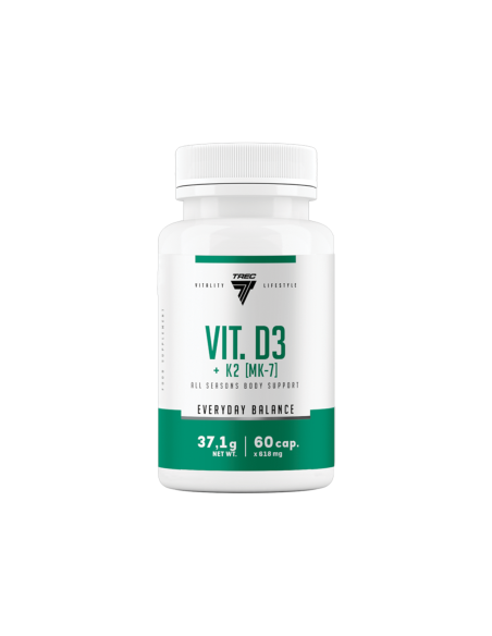 Vitaminų kapsulės TREC VIT. D3+K2 (MK-7), 60 kapsulių