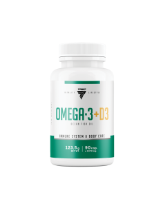 Riebalų rūgštys su maisto papildais TREC OMEGA 3 + D3 90 kapsulių