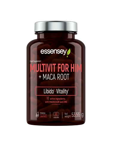 Multivitaminai vyrams TREC ESSENSEY MULTIVIT FOR HIM + MACA ŠAKNIS 90 kapsulių