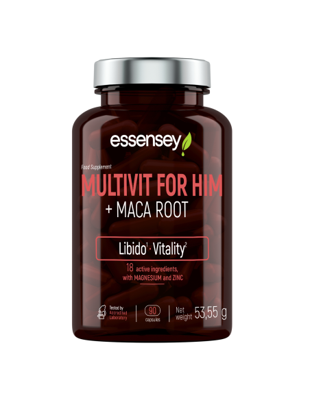 Multivitaminai vyrams TREC ESSENSEY MULTIVIT FOR HIM + MACA ŠAKNIS 90 kapsulių