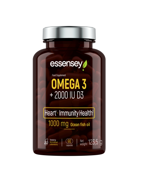 Riebalų rūgštis TREC ESSENSEY OMEGA 3 + 2000 TV D3 90 kapsulių