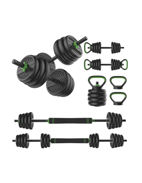 Jėgos lavinimo rinkinys TUNTURI štangos ir hantelių rinkinys 28 kg