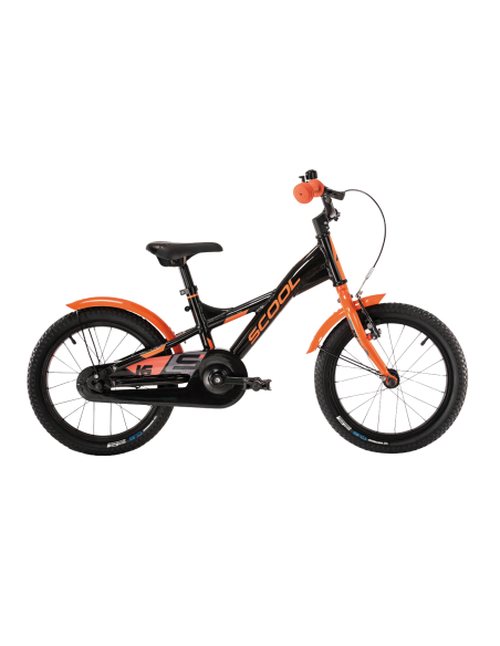 Vaikiškas dviratis S´COOL XXlite, 16" juodai oranžinis