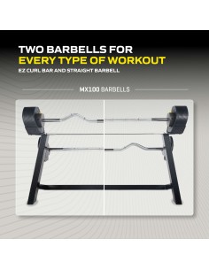 Reguliuojamas hantelis TUNTURI MX100 Štanga 12,8 - 45,5 kg 2
