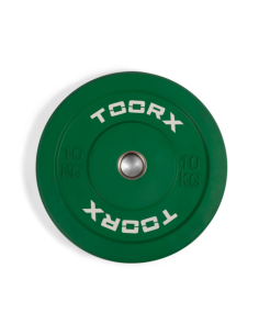 Svorio plokštė TOORX Bumper Plate Challenge, žalia, 50 mm, 10 kg