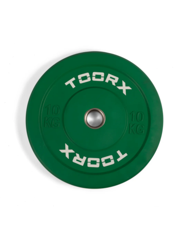 Svorio plokštė TOORX Bumper Plate Challenge, žalia, 50 mm, 10 kg