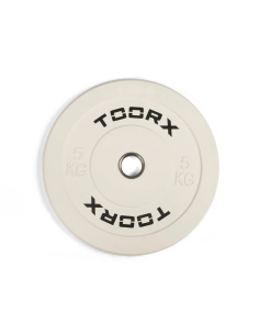 Svorio plokštė TOORX Bumper Plate Challenge, balta, 50 mm, 5 kg