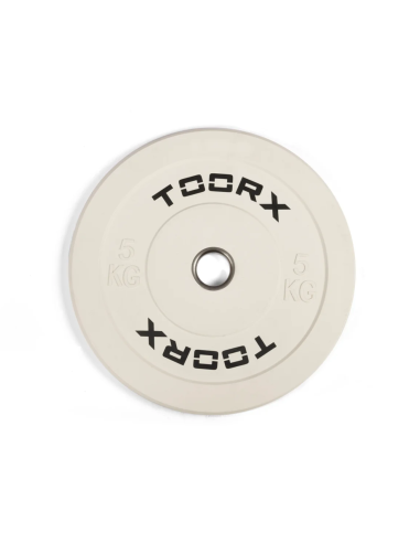 Svorio plokštė TOORX Bumper Plate Challenge, balta, 50 mm, 5 kg