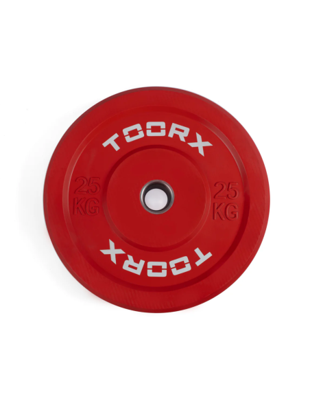 Svorio plokštė TOORX Bumper Plate Challenge, raudona, 50 mm, 25 kg