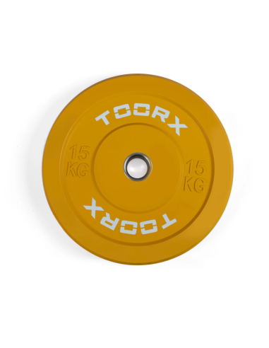 Svorio plokštė TOORX Bumper Plate Challenge, geltona, 50 mm, 15 kg