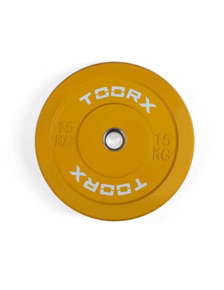 Svorio plokštė TOORX Bumper Plate Challenge, geltona, 50 mm, 15 kg