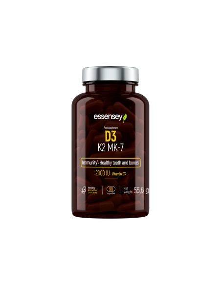 Vitaminų kapsulės TREC ESSENSEY Vit. D3 + K2 (MK-7), 90 kapsulių