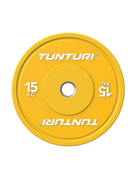 Svorio plokštė TUNTURI Platinum Bumper Plate, geltona, 50 mm, 15 kg