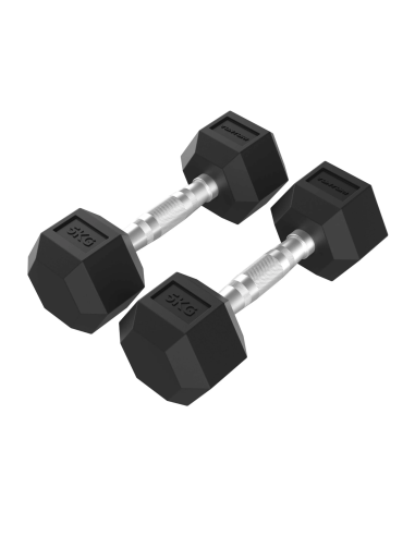 Hanteliai TUNTURI Platinum Hex guminiai hanteliai, 2 x 5 kg