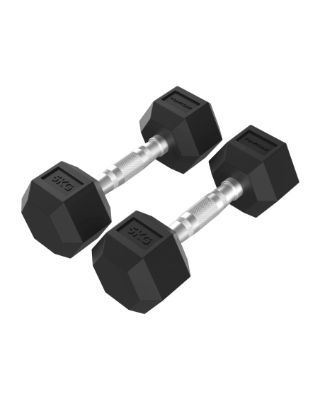 Hanteliai TUNTURI Platinum Hex guminiai hanteliai, 2 x 5 kg