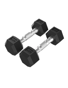 Hanteliai TUNTURI Platinum Hex guminiai hanteliai, 2 x 2,5 kg
