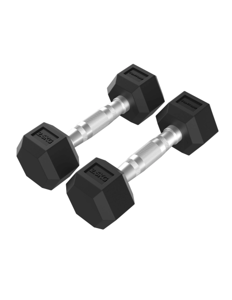 Hanteliai TUNTURI Platinum Hex guminiai hanteliai, 2 x 2,5 kg