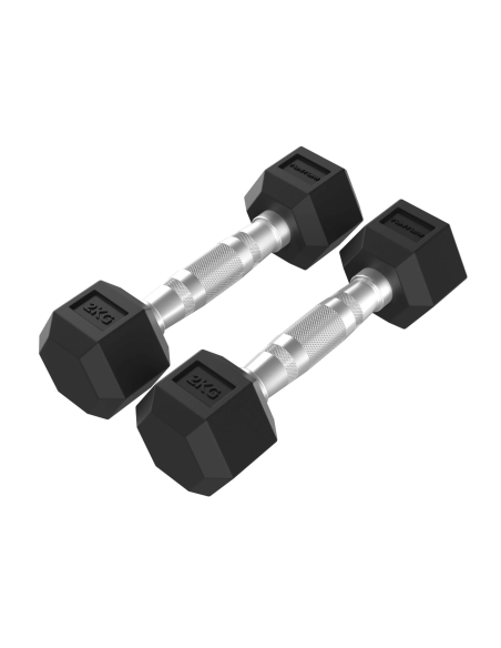 TUNTURI Platinum Hex guminiai hanteliai su rankenomis, 2 x 2 kg