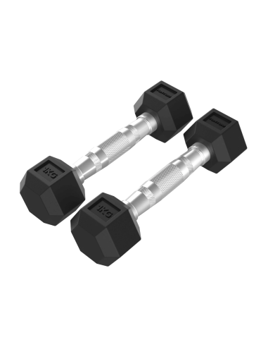 TUNTURI Platinum Hex guminiai hanteliai su rankenomis, 2 x 1 kg
