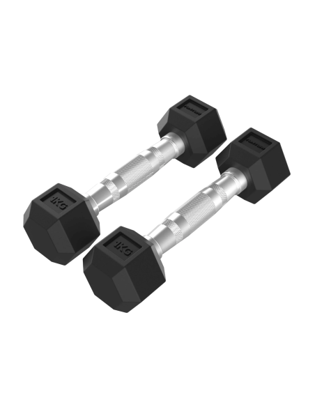 TUNTURI Platinum Hex guminiai hanteliai su rankenomis, 2 x 1 kg