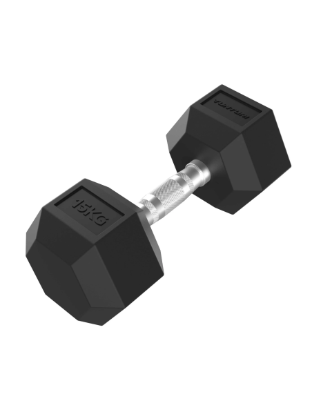 Hantel TUNTURI Platinum Hex guminis hantelis, 15 kg