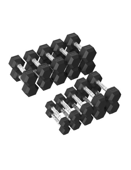 Hantelių rinkinys TUNTURI Platinum Hex guminiai hanteliai, 1-10 kg