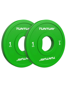 Svorio diskai TUNTURI Platinum daliniai diskai, žali, 50 mm, 2 x 1 kg